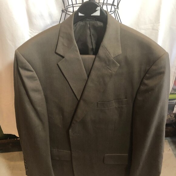 Statements Dk Olive/Gray Blend Suit Jacket & Set of 2 Pants 40 x 30 #FXT